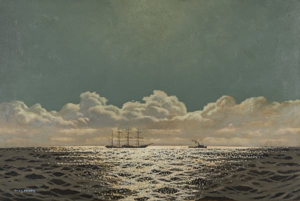 Charles Pears , PSMA, ROI, Reflections on the sea, ship under tow
