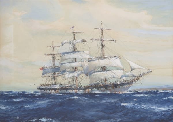 The emigrant ship Invercargill off Fairoa Head, New Zealand