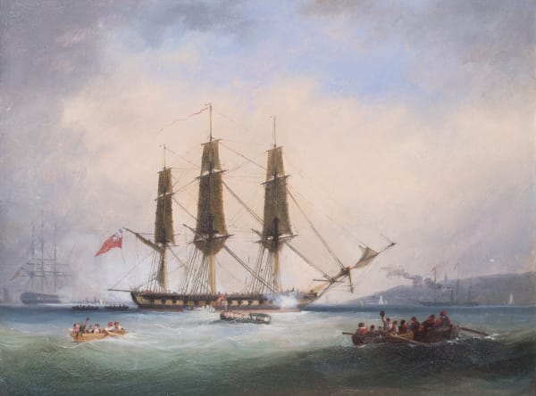 Royal Barge saluting a frigate