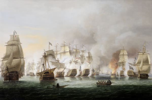 Video of a painting of the Battle of Trafalgar, 1805