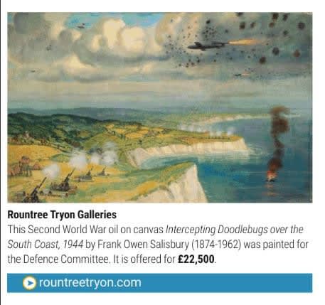 'Intercepting Doodlebugs over the South Coast 1944' by Frank Owen Salisbury (1874-1962)