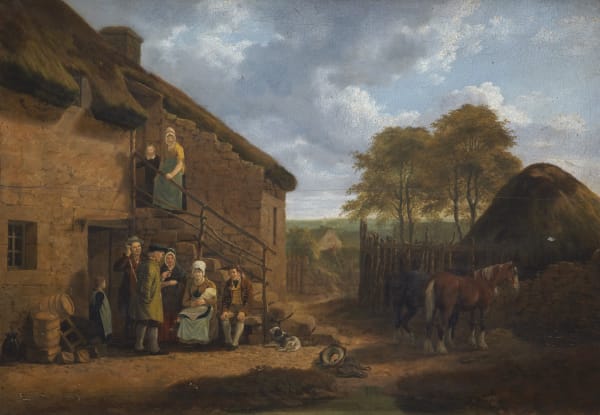Walter Geikie RSA (1795-1837), Cottage Scene (aka Gossip) oil on panel, around 1831, 4.55 x 66.5cm Purchased by the RSA, 1856. 1994.379