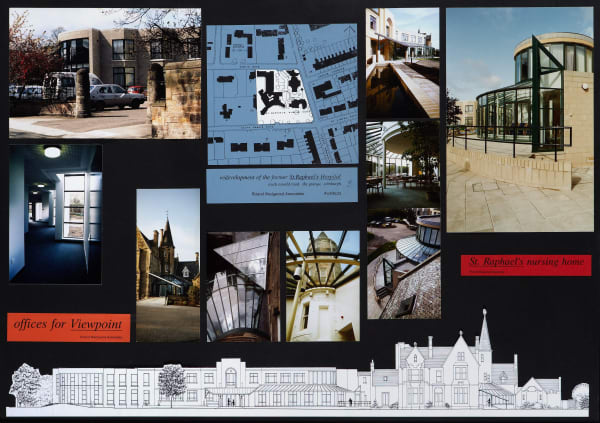 Harold Roland Wedgwood RSA (1929-2011), Office for Viewpoint, and St Raphael's Nursing Home, Edinburgh 9 colour photographs, ground plan and elevation, around 1986-92, 62.0 x 86.5cm RSA Diploma Collection (Deposited 2004) 2004.064