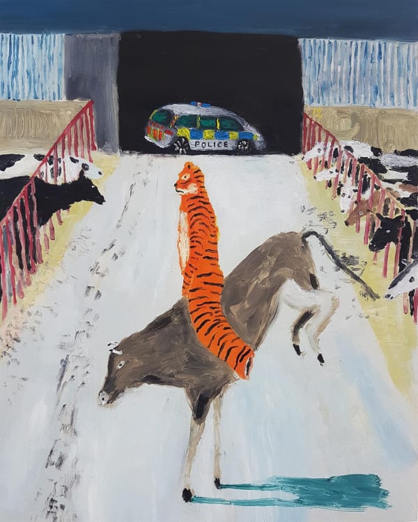Aiden Milligan, The Hatton Tiger Whisperer, oil on panel