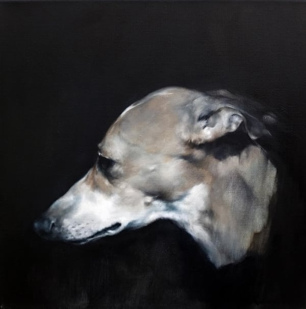 Justin Coburn, Dog Head Study, oil on linen