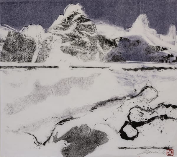 Kate Downie RSA, Moving Mountains #6 Lofoton Islands, monoprint on Japanese paper,