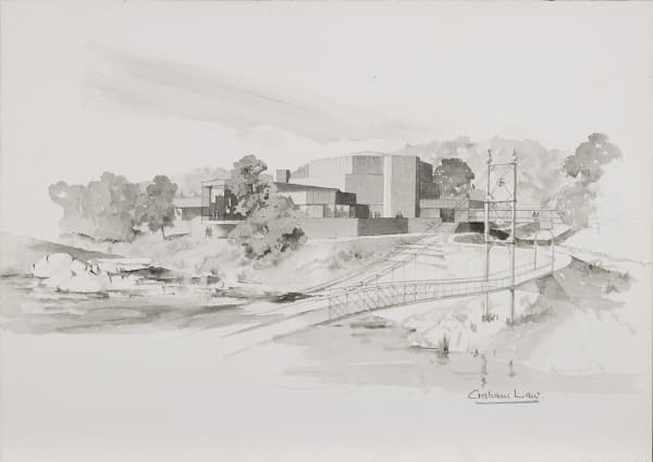Graham Couper Law RSA (1923-96), Proposed Festival Theatre, Pitlochry pencil and wash on paper, around 1978, 40.7 x 57.8cm RSA Diploma Collection (Deposited, 1995) 1995.139