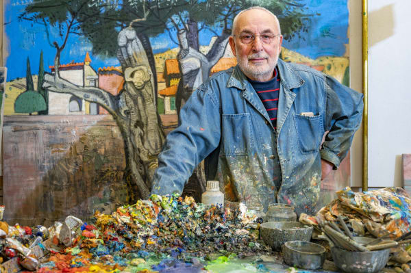 Leon Morrocco RSA in his London Studio, photograph by Adam Butler
