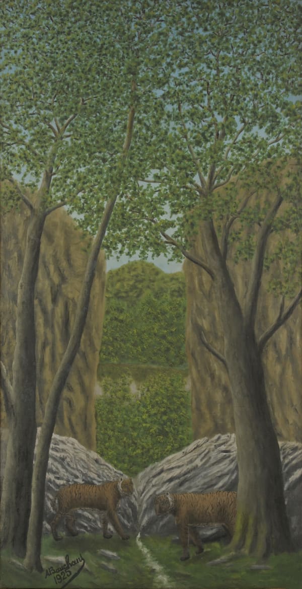 André Bauchant Tigres dans la Forêt, 1925 Huile sur toile 149 x 77 cm