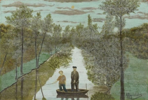 André Bauchant Barque au clair de lune, 1923 Huile sur panneau de bois 29.5 x 45 cm