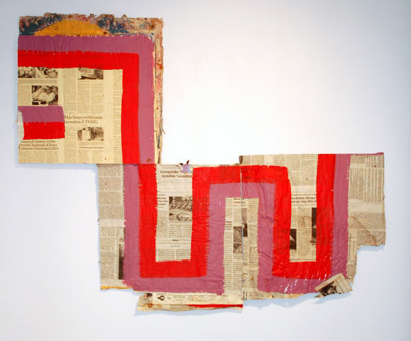Artwork Image: Guillermo Santamarina, Maqueta para un monumento para los poetas infrarrealistas, 2014 newspaper and acrylic, 40.25 x 50.50 in