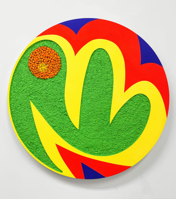 Carlos Rosales-Silva Nopalitos, Tuna, y Xoconostle, 2020 Sand in acrylic paint and flashe paint on custom panel 22 x 22 in 55.88 x 55.88 cm