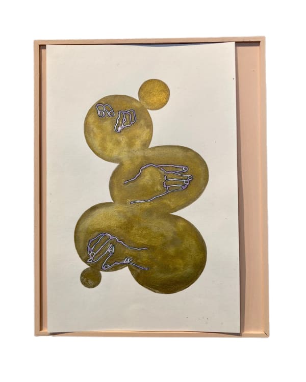 Artwork Image: Jesse Amado Manos Ocupadas, 2003, 2020, Signed and dated on the reverse Ink on paper, Le Corbusier acrylic on paper, and wood, 14 x 10 x 1.5 in 35.6 x 25.4 x 3.8 cm (7260)