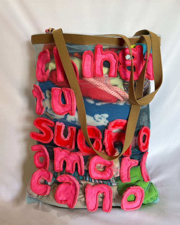 Artwork Image: Bárbara Miñarro, Chinga tu sueño Americano, 2020, Signed certificate of authenticity Fabric, reclaimed clothing, and acrylic 14 x 20 x 5 in 35.6 x 50.8 x 12.7 cm (7242)