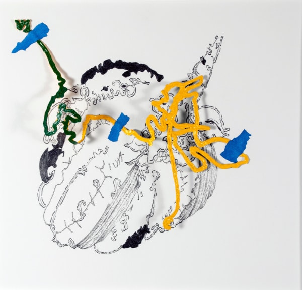 Artwork Image: Leigh Anne Lester, Blind Diversification #1, 2020, Graphite on paper, acrylic paint on drafting film and acrylic paint on linen tape, 16.25 x 16.25 in 41.3 x 41.3 cm (7170)