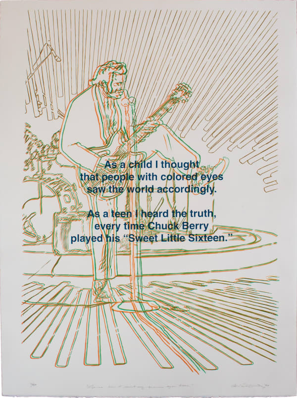Celia Álvarez Muñoz, Please Don't Paint My Brown Eyes Blue, 1994, Signed, titled, and numbered on recto, 3-D Photoetching, 40 x 30 in, 101.6 x 76.2 cm, Edition of 50