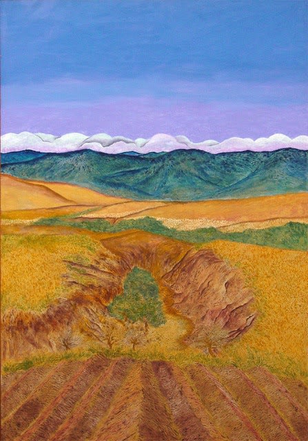 Artwork Abelardo Lopez, "Ojo de Agua," 1993, Oil on canvas, 52.5 x 37," 133.3 x 94 cm.