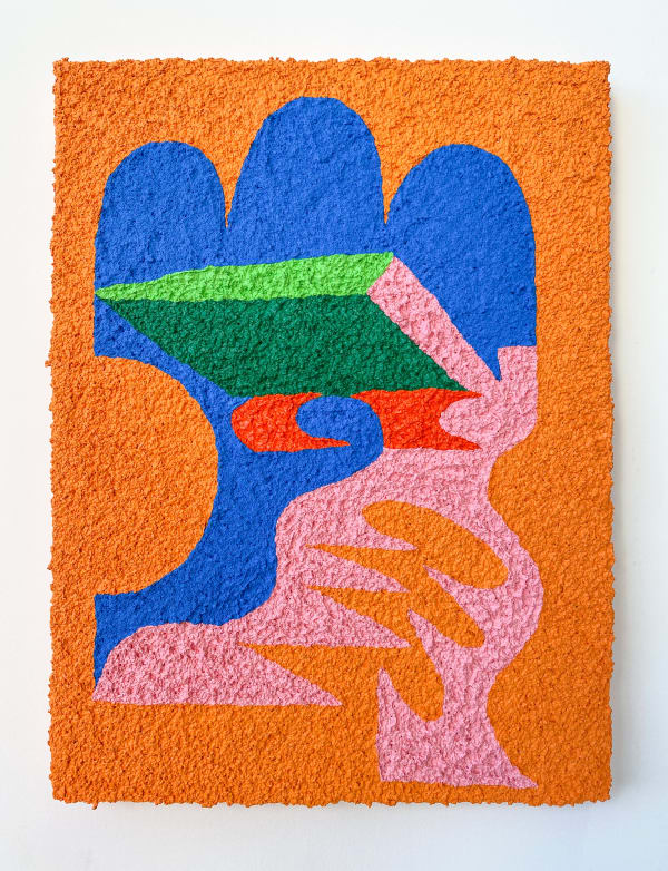 Artwork Image: Carlos Rosales-Silva, Biblioteca, 2020, Sand in acrylic paint on panel, 16 x 12 x 1 in 40.64 x 30.48 x 2.54 cm