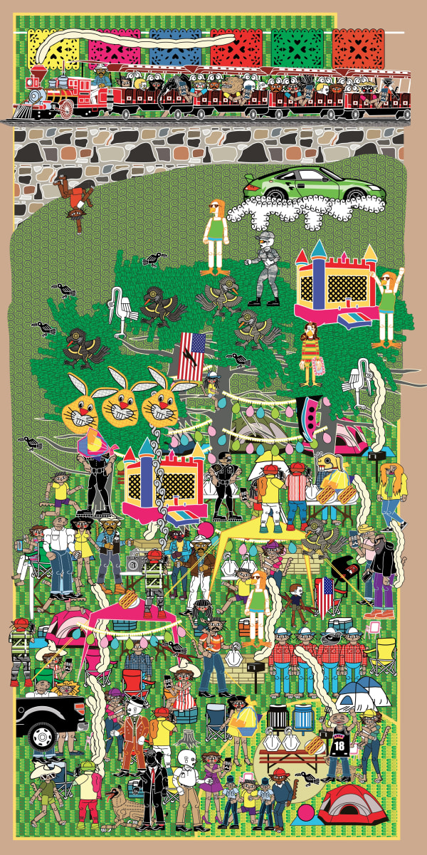Michael Menchaca, Brackenridge Collage 2, Mixed media on panel, 96 x 48in, Handcrafted Edition 1 / 5