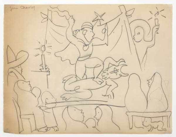 Jean Charlot, Mystery Play, 1926, Signed top left, Drawing, 17 x 19 in, 43.2 x 48.3 cm.
