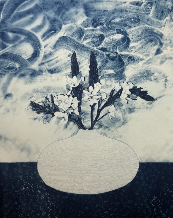 Daniela Oliver de Portillo, En Mis Manos Estan All The Wrinkles I Was Born With, 2025, Signed bottom right, Edition Variable of 5, Cyanotype with color pencil on paper, 20 x 16 in, 50.8 x 40.6 cm