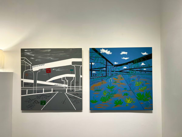 Installation View, Ethel Shipton, Where are we going I-II, Vast and Varied: Texas Women Painters, Ruiz-Healy Art New York City,