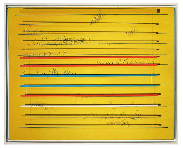 Cecilia Biagini, Direct and Indirect, 2020. Acrylic on canvas, wire. Image courtesy of Ruiz-Healy Art