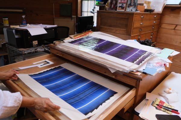 Works by César Martinez in his home studio. Photo by Ricardo Romo