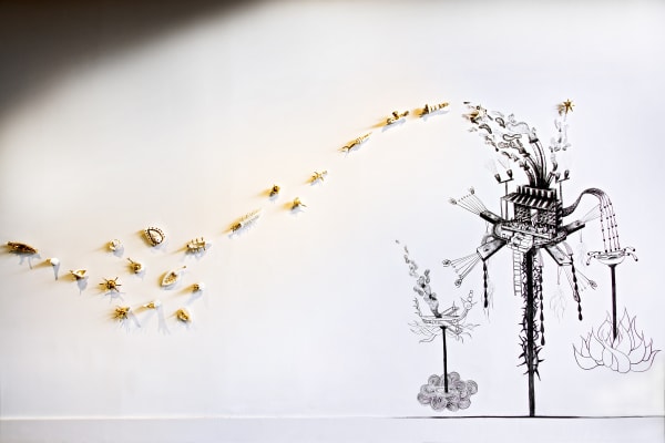 Installation image of "Infinite Cycle Under Fire" at Ruiz-Healy Art, San Antonio