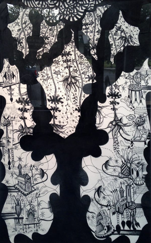 Nicolás Leiva, A la Sombra de Mi Memoria, 2013, Charcoal on paper, 56.5 x 36in, 143.5 x 91.4 cm