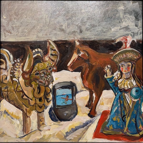 Marta Sánchez, Ms. Kittie's Still Life, 2015, Signed lower right, Acrylic on Masonite, 12 x 12 in, 30.5 x 30.5 cm