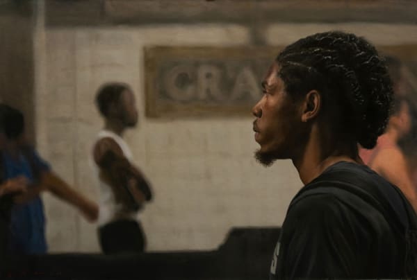 YIGAL OZERI - UNTITLED; A NEW YORK STORY - 2019 - OIL ON PAPER MOUNTED ON WOOD - 30 X 45 CM