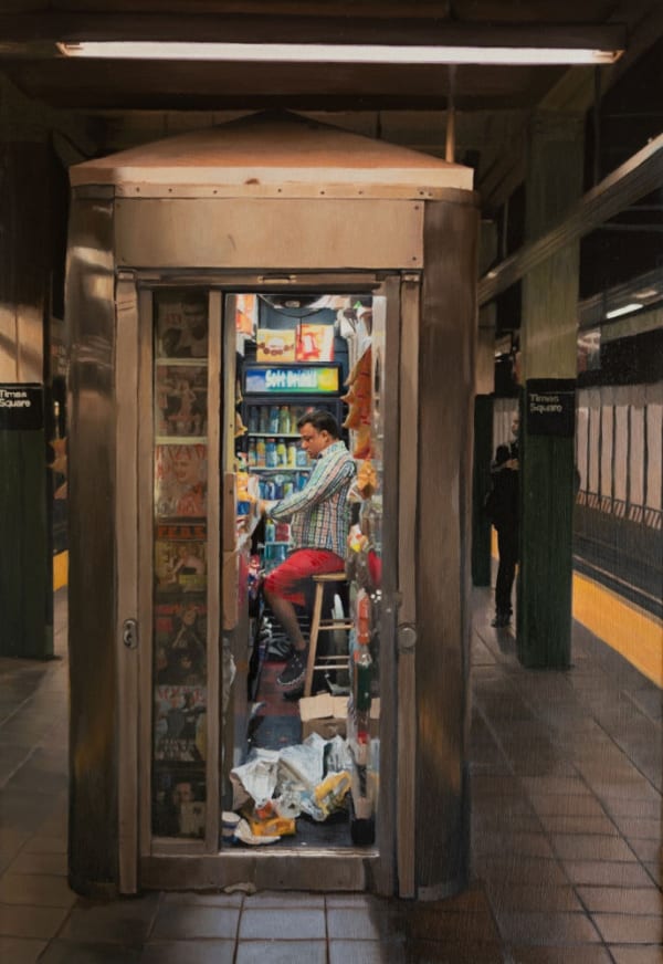 YIGAL OZERI - UNTITLED; A NEW YORK STORY - 2019 - OIL ON PAPER MOUNTED ON WOOD - 45 X 30 CM