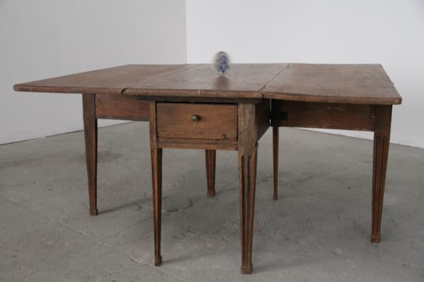 ROBERT BARTA - 100 YEARS - 2019 - ELECTRIC MOTOR, LEAD BATTERY, MAGNETS, BEER COASTER, CLASSICAL FOLDABLE TABLE - 80 X 113 X 50 CM