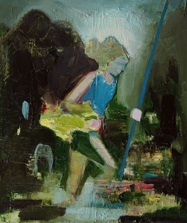 ANNA BITTERSOHL - FLIEHKRAFT - 2018 - OIL ON WOOD - 30 X 25 CM