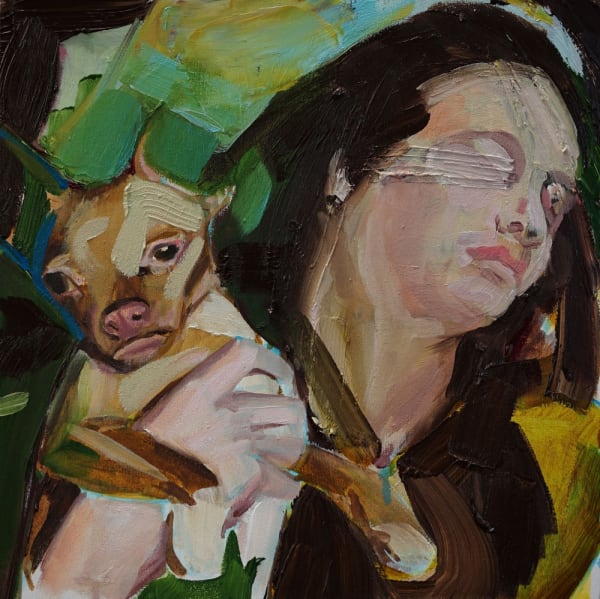 ANNA BITTERSOHL - GEGENLÄUFIG - 2017 - OIL ON WOOD - 25 X 25 CM