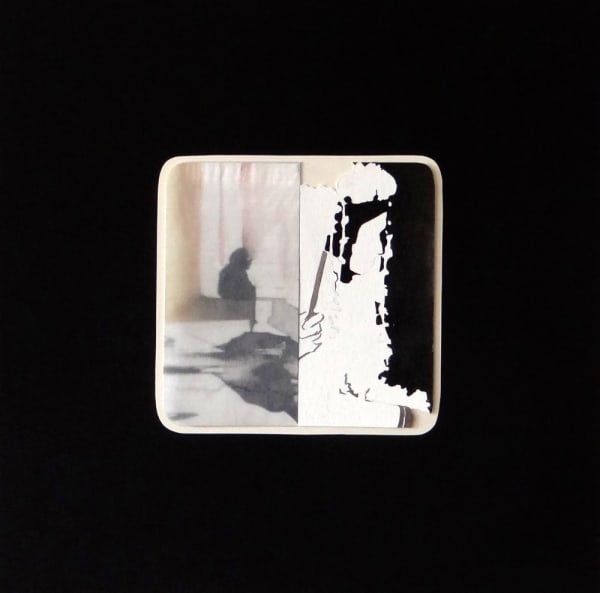 NATALIA OSSEF - THE MARK ON THE WALL - 2017 - WATERCOLOR AND COLLAGE ON PAPER - 30 X 30 CM