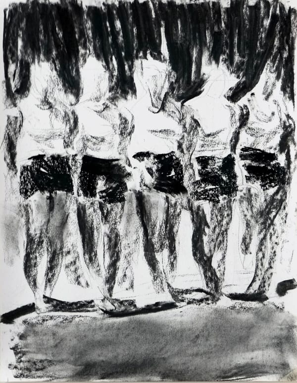 SEBASTIAN HOSU - "ACTION! ATTENTION!" SERIES - 2017 - CHARCOAL ON PAPER - 54 X 44 CM