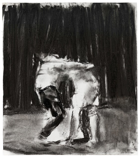 SEBASTIAN HOSU - HUG - 2017 - CHARCOAL ON PAPER - 53 X 48 CM