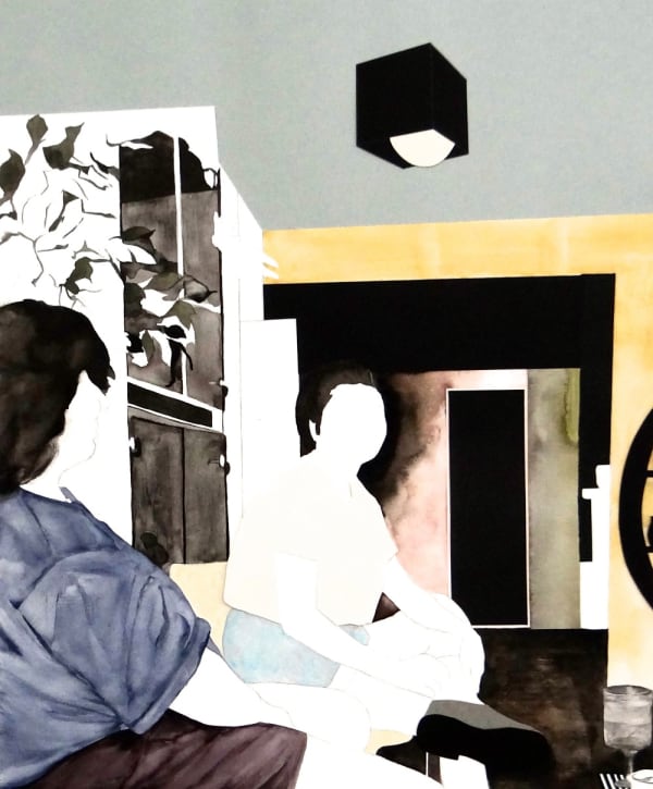 NATALIA OSSEF - PARLOR - 2016 - WATERCOLOR AND COLLAGE ON PAPER - 60 X 50 CM