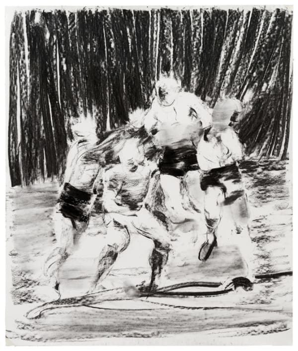 SEBASTIAN HOSU - SPRUNG - 2017 - CHARCOAL ON PAPER - 85,5 X 73 CM