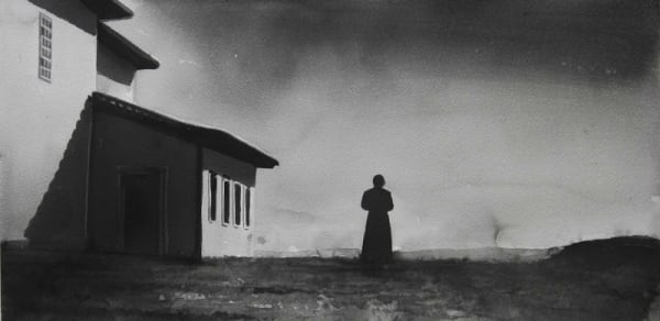 RADENKO MILAK - THE PRIEST AND THE GIRL (JOAQUIM PEDRO DE ANDRADE, 1965) - 2016 - WATERCOLOR ON PAPER - 31 X 61 CM