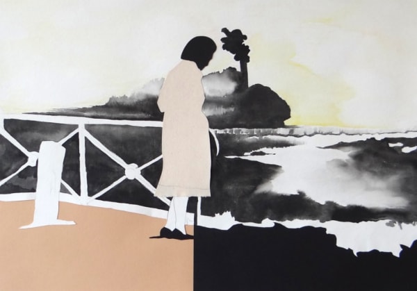 NATALIA OSSEF - WIDE SHADOW - 2016 - WATERCOLOR AND COLLAGE ON PAPER - 32,7 X 47,5 CM