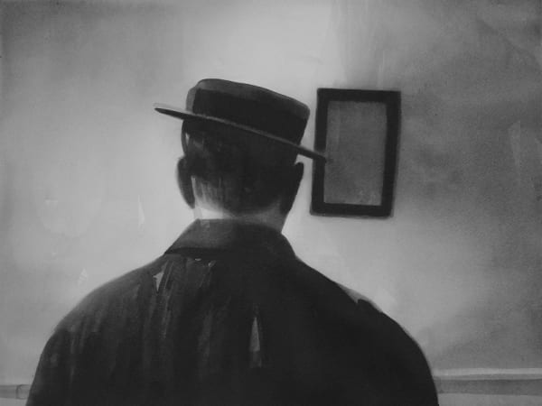 RADENKO MILAK - FILM BY SAMUEL BECKETT WITH BUSTER KEATON - 2013 - WATERCOLOR ON PAPER - 36 X 48 CM