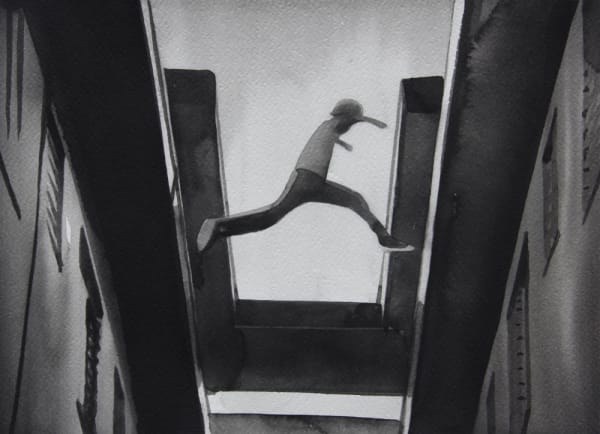 RADENKO MILAK - KILLER OF SHEEP (1978) - 2016 - WATERCOLOR ON PAPER - 26 X 36 CM