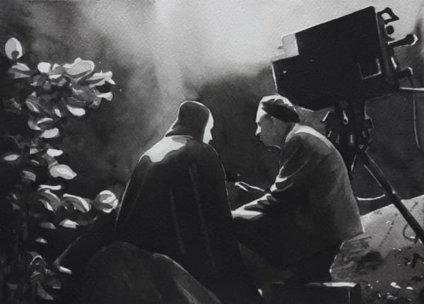 RADENKO MILAK - THE SEVENTH SEAL (1975) - 2016 - WATERCOLOR ON PAPER - 26 X 36 CM