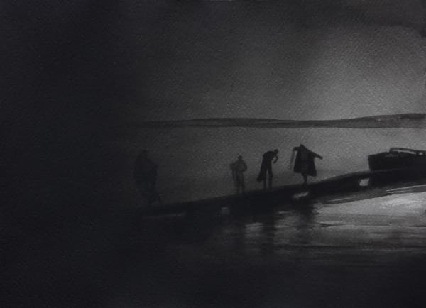 RADENKO MILAK - THROUGH A GLASS DARKLY (1961) - 2016 - WATERCOLOR ON PAPER - 26 X 63 CM