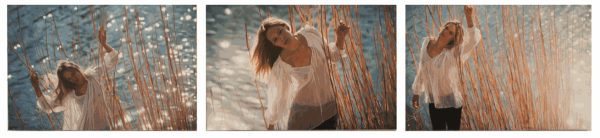 YIGAL OZERI - UNTITLED: ZUZANA (TRIPTYCH) - 2013 - OIL ON PAPER ON WOOD - 30,5 X 139,7 CM