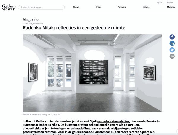 Radenko Milak: reflecties in een gedeelde ruimte