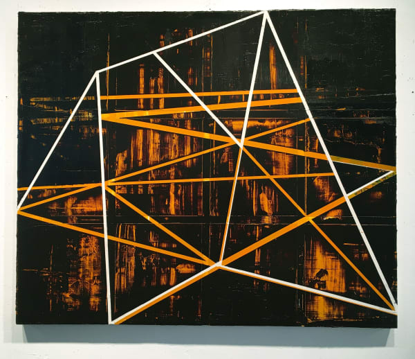Howard Hersh, Dispositions of Structure 17-2, 2017. Axis Mundi Series, 2013 - present. Acrylic on panel. 32 inches by 36 inches.